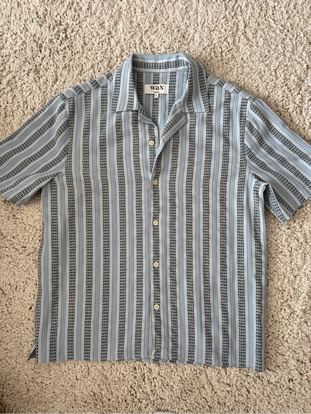 Wax London Men's M Didcot Stripe Cotton Dobby Camp shirt